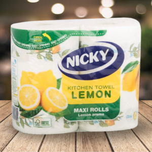 Nicky kéztörlő, mintás, 2 rétegű, 90 lap, 2 db, citrom illattal